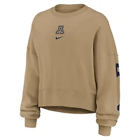 Women's Nike Tan Arizona Wildcats Oversized Phoenix 2-Hit Pullover Sweatshirt