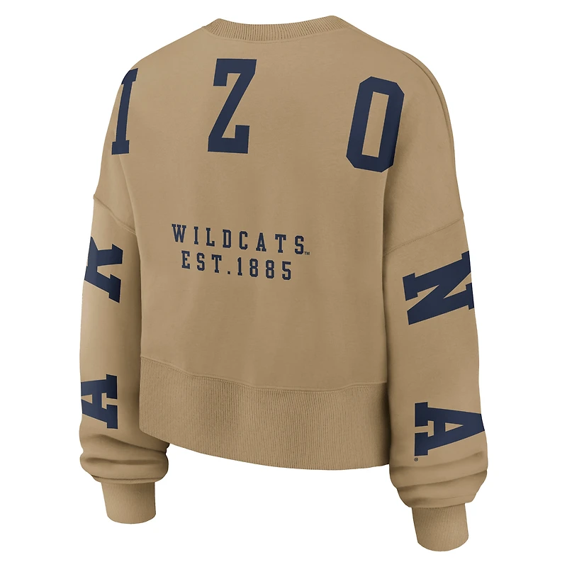 Women's Nike Tan Arizona Wildcats Oversized Phoenix 2-Hit Pullover Sweatshirt