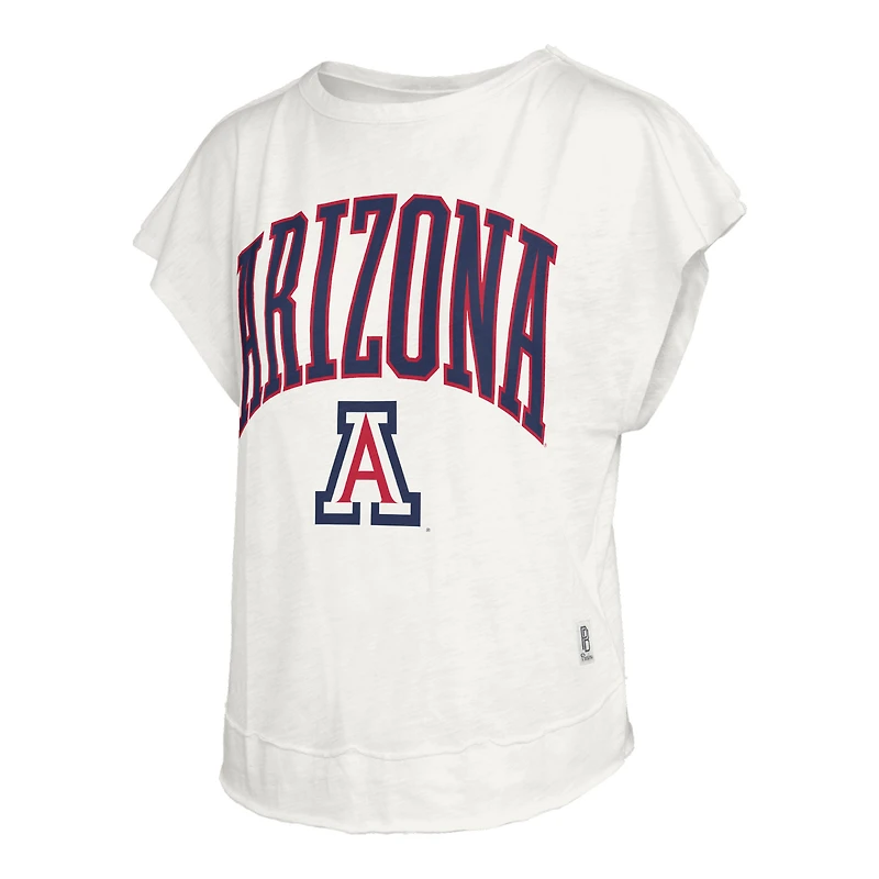 T-shirt Pressbox Cream pour femmes, Arizona Wildcats, Nelson Movement, dos ouvert, en jersey flammé.