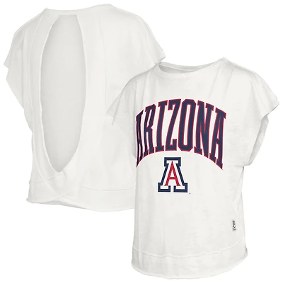 T-shirt Pressbox Cream pour femmes, Arizona Wildcats, Nelson Movement, dos ouvert, en jersey flammé.