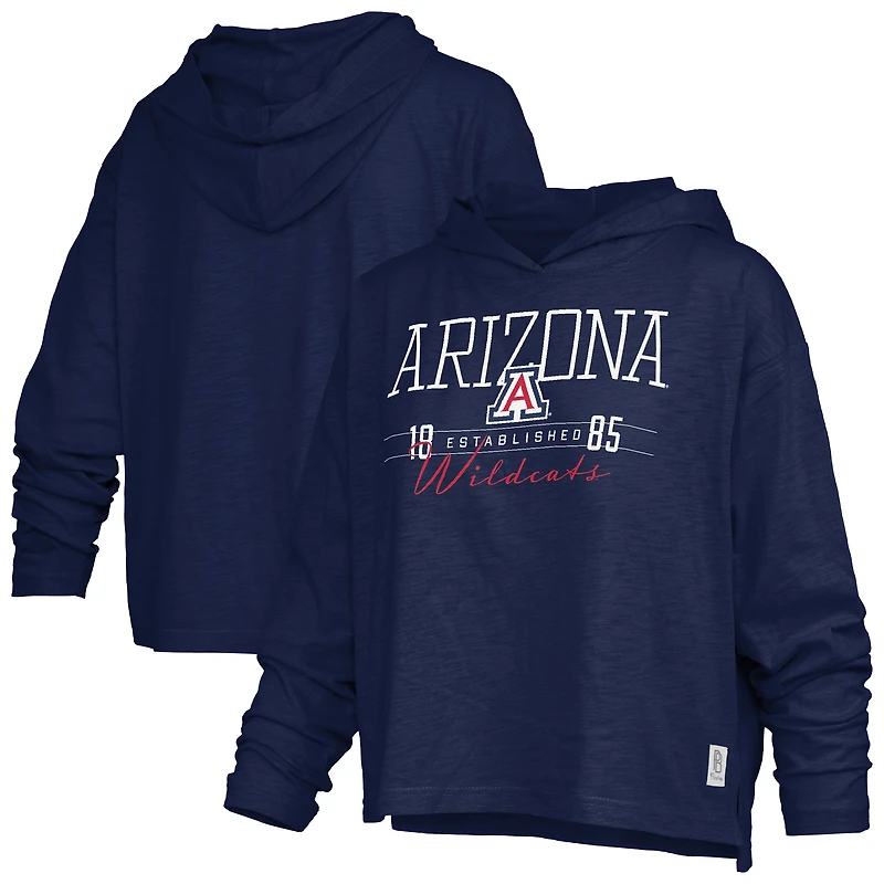 Women's Pressbox Navy Arizona Wildcats Castillo Slub Waist Length Long Sleeve Hooded T-Shirt