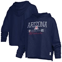 Women's Pressbox  Navy Arizona Wildcats Castillo Slub Waist Length Long Sleeve Hooded T-Shirt