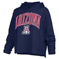T-shirt à capuche manches longues Pressbox Navy Arizona Wildcats Nelson Arch Over Logo pour femmes
