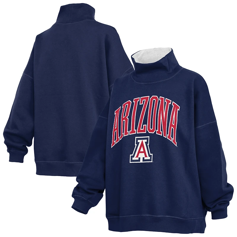 Women's Pressbox Navy Arizona Wildcats Oversized Mock Neck Sweatshirt
