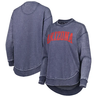 Women's Pressbox Navy Arizona Wildcats Vintage Wash Pullover Sweatshirt