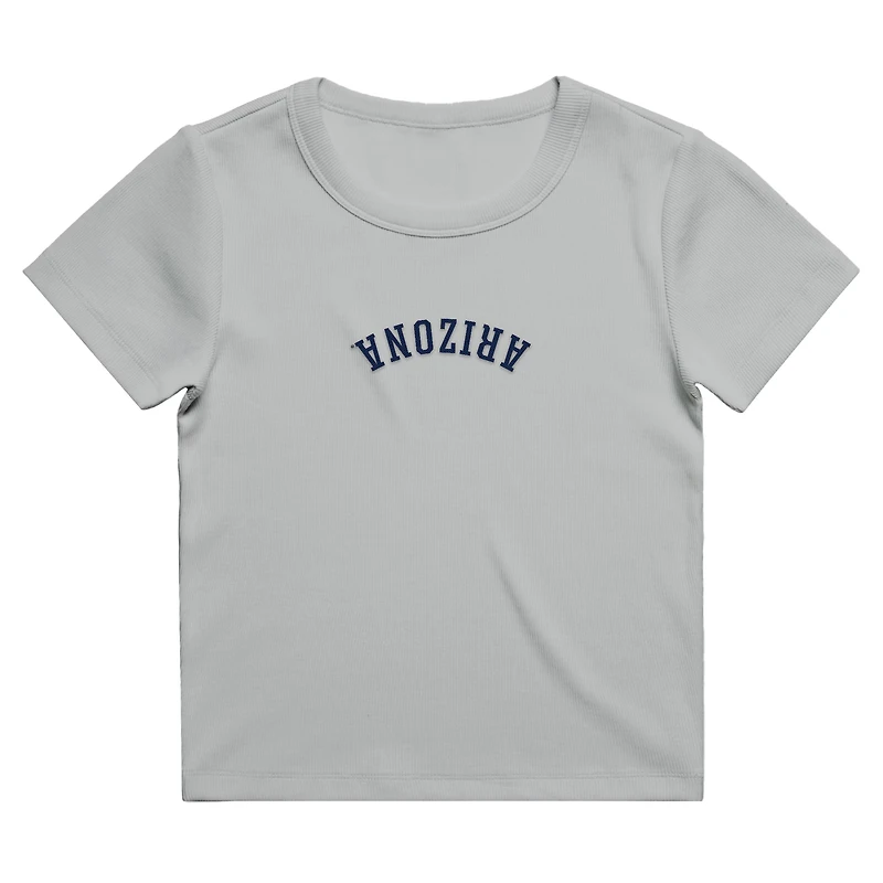 Women's Uscape Apparel Gray Arizona Wildcats Upside Down Embroidery Ribbed Cropped T-Shirt