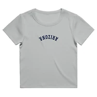Women's Uscape Apparel  Gray Arizona Wildcats Upside Down Embroidery Ribbed Cropped T-Shirt