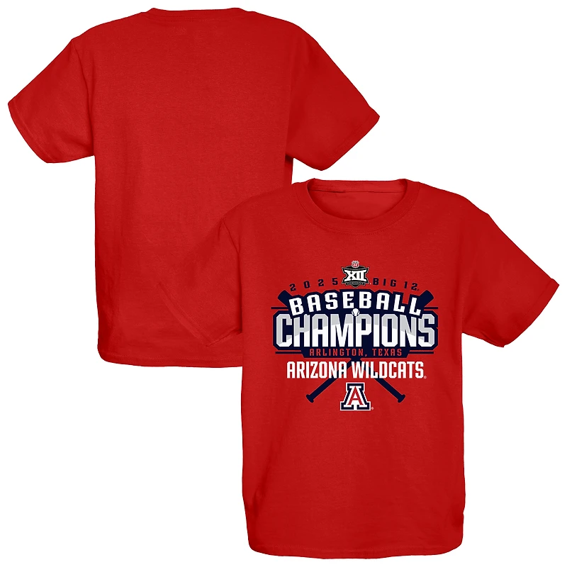 T-shirt bleu 84 rouge des Wildcats de l'Arizona pour jeunes, champions du tournoi la conférence baseball Big 12 2025.