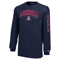 Youth Champion Navy Arizona Wildcats Distressed Arch Over Logo Long Sleeve T-Shirt