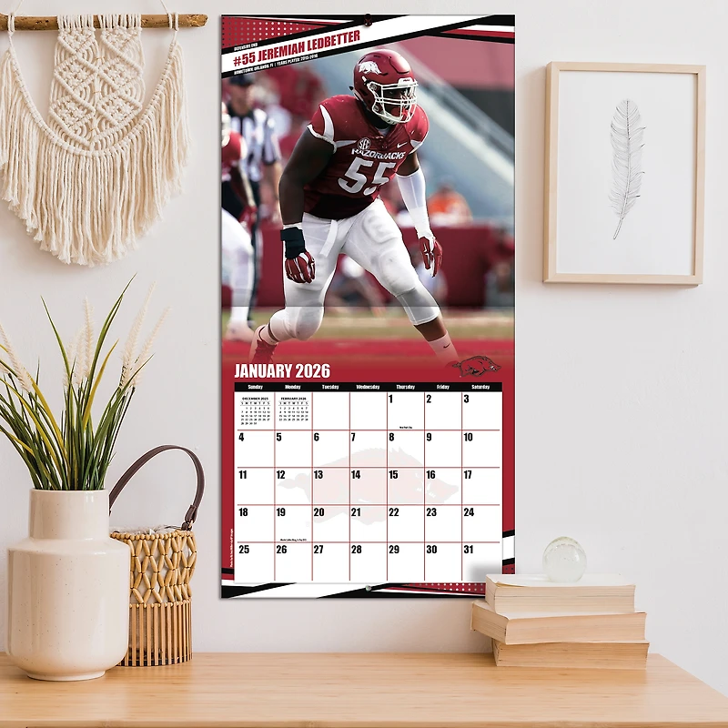 Arkansas Razorbacks 12” x 12” 2026 Team Wall Calendar