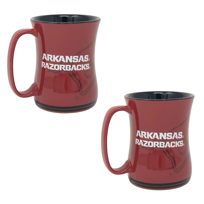 Lot de deux tasses sculptées de barista Arkansas Razorbacks (473 ml)