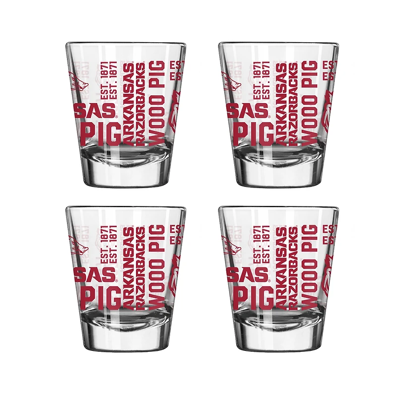 Arkansas Razorbacks 4-Pack 2oz. Shot Glass Set