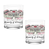 Lot de 2 verres à whisky aquarelles Laura Wilcox des Arkansas Razorbacks, 14 oz