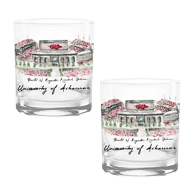 Lot de 2 verres à whisky aquarelles Laura Wilcox des Arkansas Razorbacks, 14 oz