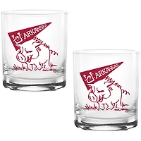 Lot de deux verres à whisky Arkansas Razorbacks de 410 ml.