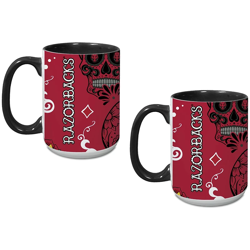 Arkansas Razorbacks Two-Pack Dia De Los Muertos Mug Set