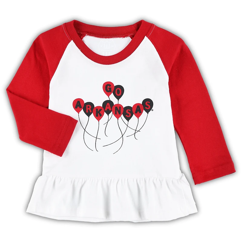 Girls Infant Wes & Willy Cardinal/White Arkansas Razorbacks Balloon Raglan 3/4-Sleeve T-Shirt Leggings Set