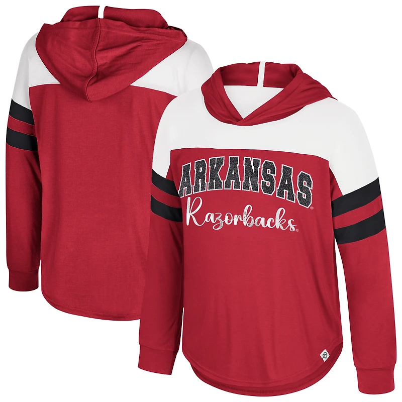 T-shirt à manches longues et capuche réfléchissant pour jeunes filles du Colosseum Cardinal Arkansas Razorbacks