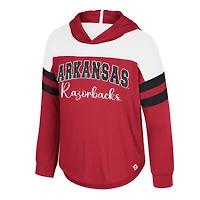 T-shirt à manches longues et capuche réfléchissant pour jeunes filles du Colosseum Cardinal Arkansas Razorbacks