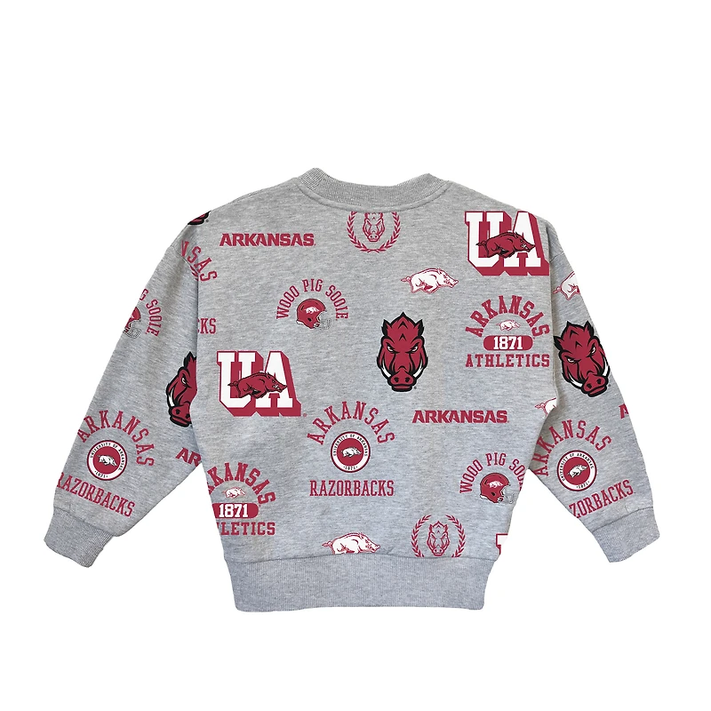 Girls Youth Gameday Couture Heather Gray Arkansas Razorbacks Always On Repeat Pullover Sweatshirt