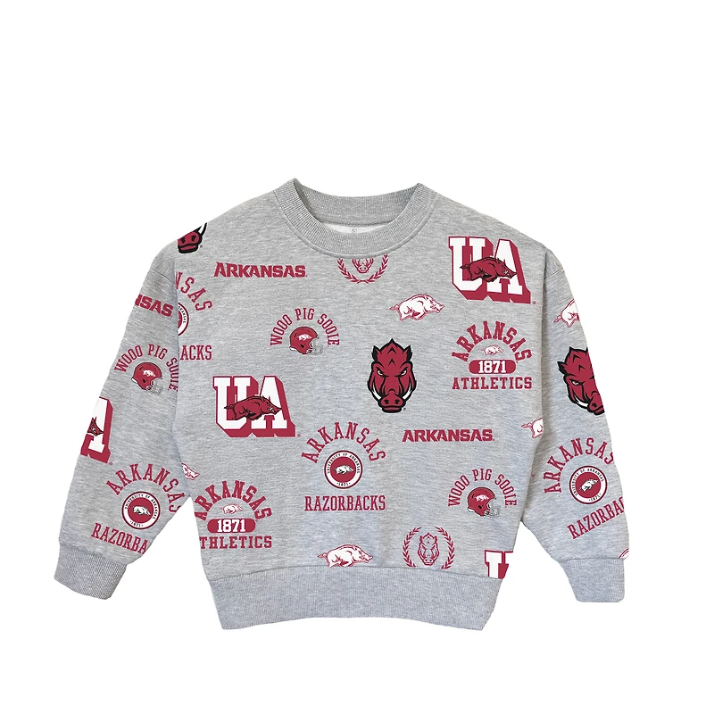 Girls Youth Gameday Couture Heather Gray Arkansas Razorbacks Always On Repeat Pullover Sweatshirt