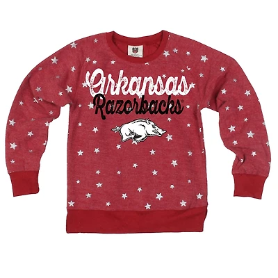 Sweat-shirt en polaire inversée à étoiles scintillantes Wes & Willy Cardinal Arkansas Razorbacks pour filles