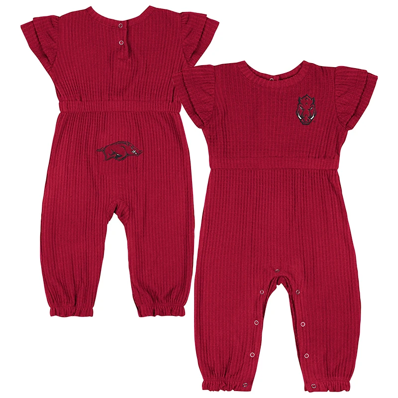 Infant Colosseum Cardinal Arkansas Razorbacks Beautopia Waffle Knit Romper