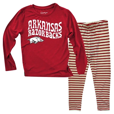 Infant Wes & Willy  Arkansas Razorbacks Long Sleeve Top and Striped Tri-Blend Leggings Set