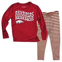 Infant Wes & Willy  Arkansas Razorbacks Long Sleeve Top and Striped Tri-Blend Leggings Set
