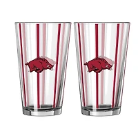 Ensemble de deux verres à bière rayés de 47 cl (16 oz) Logo Brands Arkansas Razorbacks
