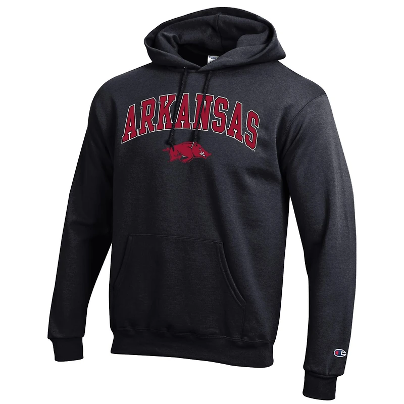 Sweat à capuche en polaire avec logo arqué Champion Black Arkansas Razorbacks pour homme
