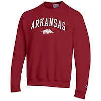 Men's Champion  Cardinal Arkansas Razorbacks Arch Over Logo Pullover Sweatshirt