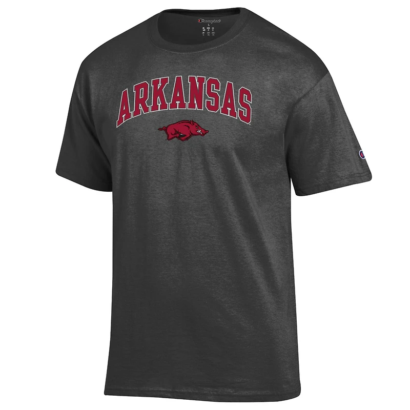T-shirt à logo arqué Arkansas Razorbacks pour homme, couleur charbon Champion