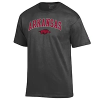 T-shirt à logo arqué Arkansas Razorbacks pour homme, couleur charbon Champion
