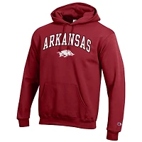 Men's Champion  Crimson Arkansas Razorbacks Arched Logo Fleece Pullover Hoodie