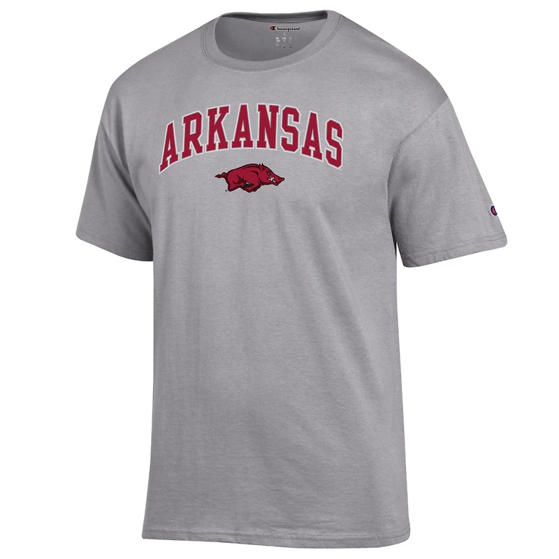 Men's Champion  Heather Gray Arkansas Razorbacks Arch Over Logo T-Shirt