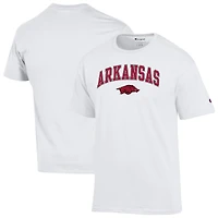 Men's Champion  White Arkansas Razorbacks Arched Logo T-Shirt