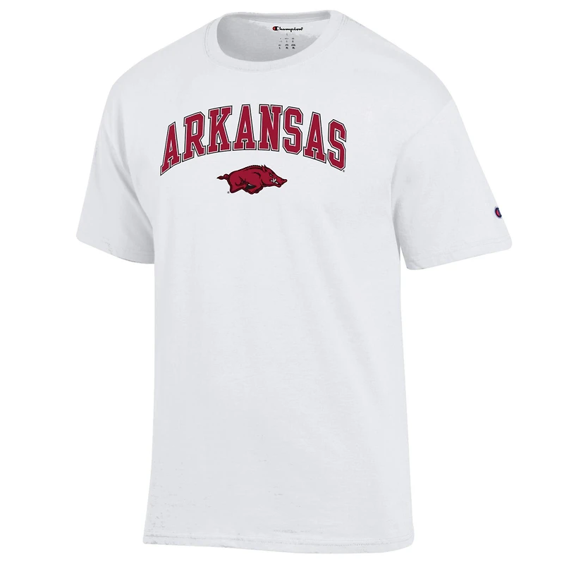 Men's Champion  White Arkansas Razorbacks Arched Logo T-Shirt