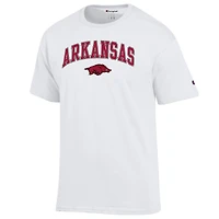 Men's Champion  White Arkansas Razorbacks Arched Logo T-Shirt