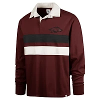 Men's '47 Cardinal Arkansas Razorbacks Clubhouse Knox Thames Long Sleeve Rugby Polo