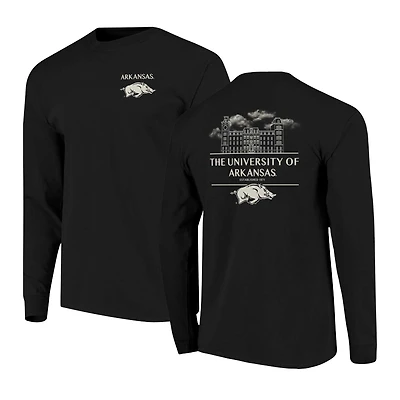 T-shirt à manches longues noir pour homme Arkansas Razorbacks Comfort Colors Campus Nights