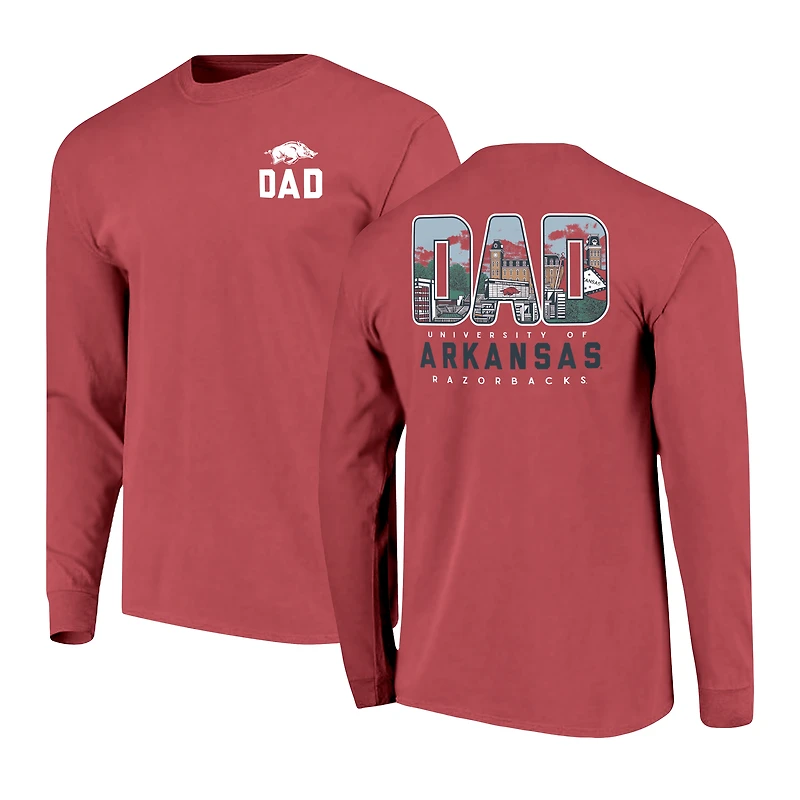 T-shirt à manches longues pour homme Cardinal Arkansas Razorbacks, motif dessin du campus la fête des pères