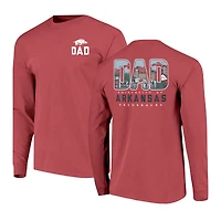 T-shirt à manches longues pour homme Cardinal Arkansas Razorbacks, motif dessin du campus la fête des pères