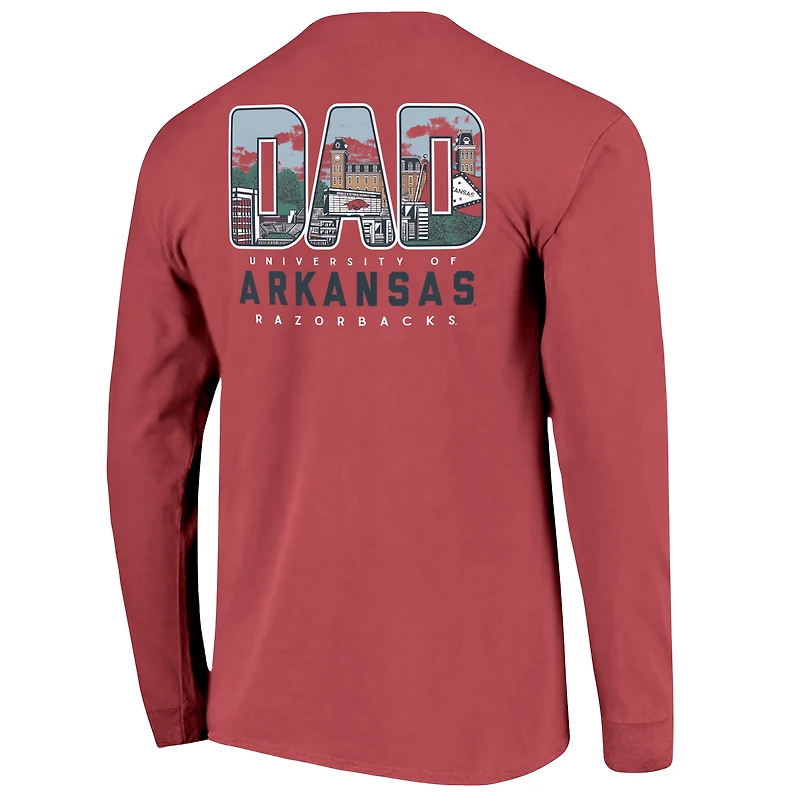 T-shirt à manches longues pour homme Cardinal Arkansas Razorbacks, motif dessin du campus la fête des pères
