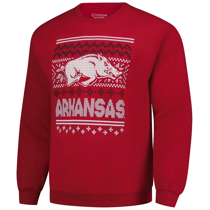 Men's Cardinal Arkansas Razorbacks Holiday Fleece Sweatshirt