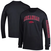 Men's Champion Arkansas Razorbacks Arch Over Logo 2-Hit Long Sleeve T-Shirt