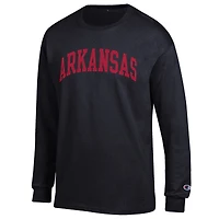 T-shirt à manches longues noir basique Arkansas Razorbacks pour homme