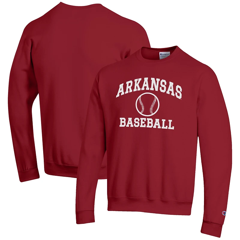 Sweat-shirt ras du cou emblématique de l'équipe baseball des Cardinals l'Arkansas Razorbacks pour homme