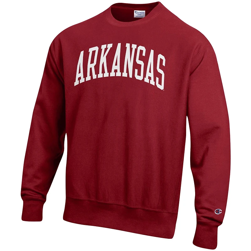 Men's Champion Cardinal Arkansas Razorbacks Relaxed Fit Arch Reverse Weave Pullover Sweatshirt