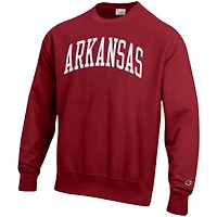 Men's Champion Cardinal Arkansas Razorbacks Relaxed Fit Arch Reverse Weave Pullover Sweatshirt